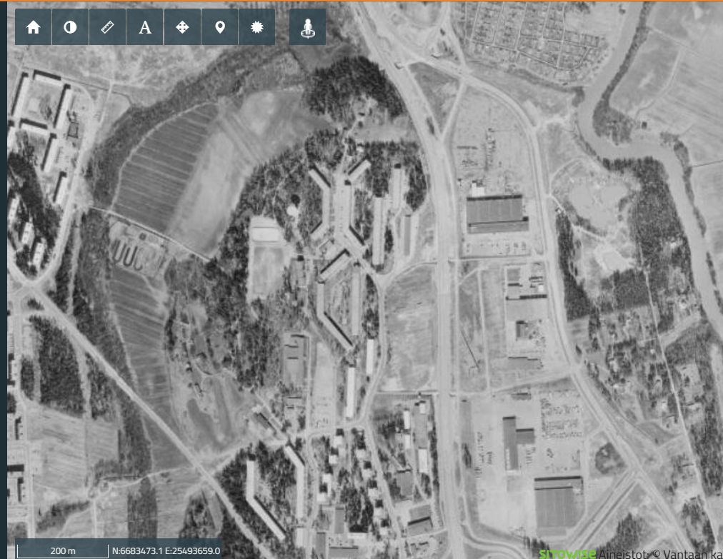 Ortokuva Kaivokselasta vuodelta 1976